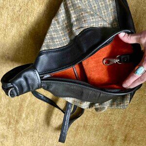 Gorgeous Thai Silk Leather Suede Jim Thompson Conv. Bucket Backpack Hobo Vintage